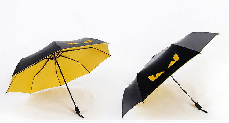 小恶魔晴雨伞 创意黑胶防晒折叠太阳伞 三折遮阳小黑伞工厂批发-伞产